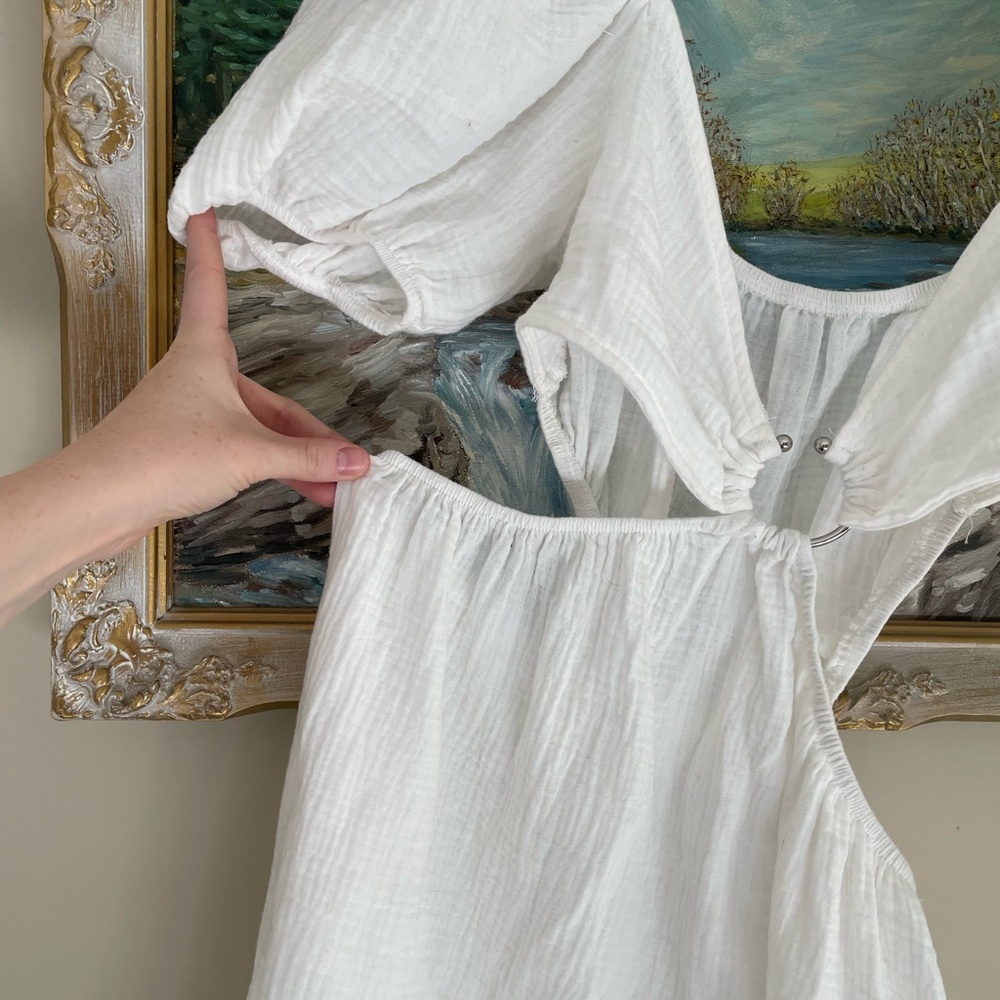 Source Unknown White Puff Sleeve Cutout Maxi Dress - Picture 3 of 4